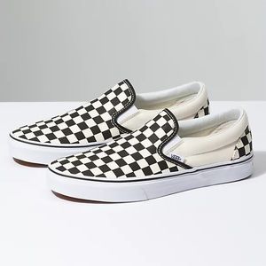 Checkered slip on vans